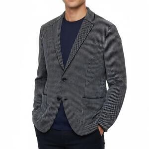 NWT Lardini Tailored Men's Navy Blue Blazer Swiss Dot Cotton Textured Size XL